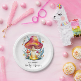 Mooie Pastel Mushroom Baby shower Papieren Bordje