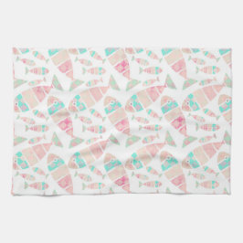 Mooie pastel nautische vis Waterverf patroon | Theedoek