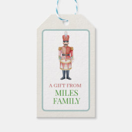 Mooie pastel notenkraker kerst ornament cadeaulabel
