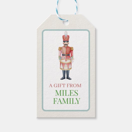 Mooie pastel notenkraker kerst ornament cadeaulabel (Voorkant)