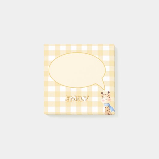 Mooie pastel oranje gingham patroon post-it notiti post-it® notes (Voorkant)