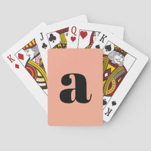 Mooie Pastel Oranje Monogram Retro Lettering Pokerkaarten