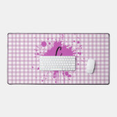 Mooie Pastel Paarse Gingham Patroon Bureaumat (Keyboard & Muis)