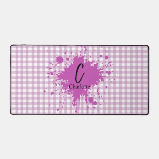 Mooie Pastel Paarse Gingham Patroon Bureaumat (Voorkant)