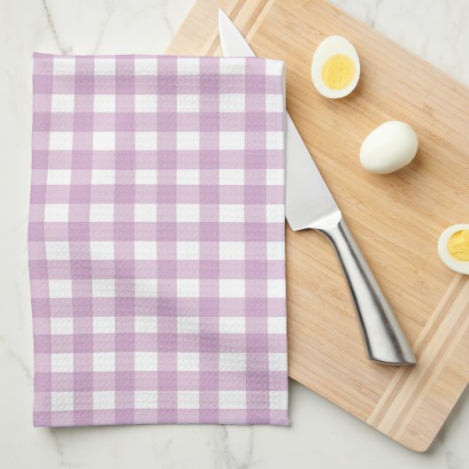 Mooie Pastel Paarse Gingham Theedoek (Quarter Fold)