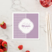 Mooie Pastel Paarse Houndstooth Monogram en Naam Servetten (Insitu)