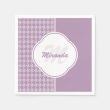 Mooie Pastel Paarse Houndstooth Monogram en Naam