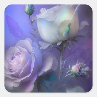 Mooie Pastel Paarse Iriserende Bloemen Vierkante Sticker