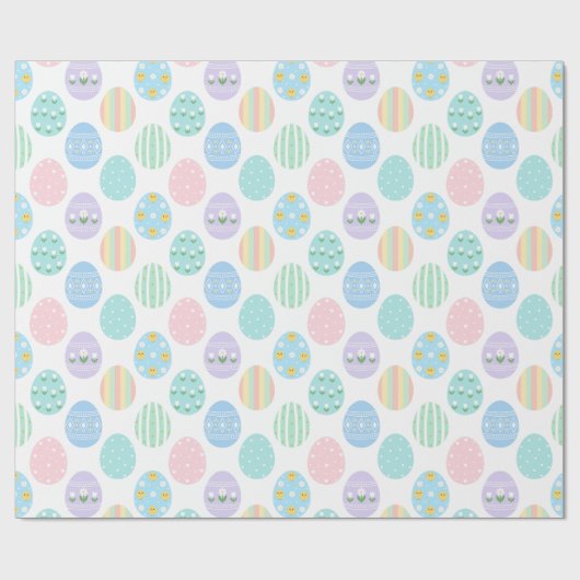 Mooie Pastel Paaseieren Patroon Cadeaupapier (Vlak)