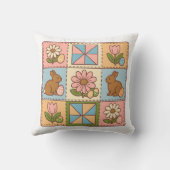 Mooie Pastel Paashaas Bloem Patchwork  Kussen (Achterkant)