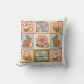 Mooie Pastel Paashaas Bloem Patchwork  Kussen (Voorkant)