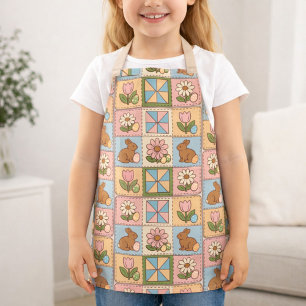 Mooie Pastel Paashaas Bloem Patchwork  Schort