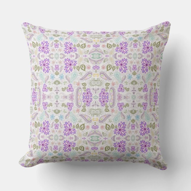 Mooie pastel paisley patronen kussen (Voorkant)