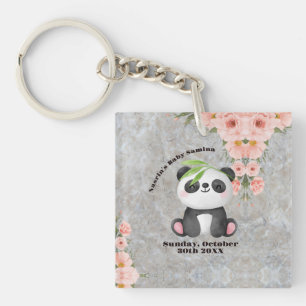 Mooie Pastel Pandan en Roze Bloem Bloemstuk Sleutelhanger