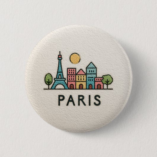 Mooie Pastel Parijs Knop Ronde Button 5,7 Cm (Voorkant)