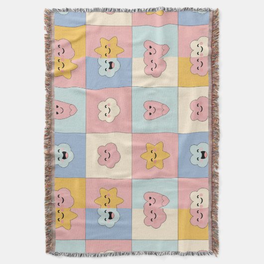 Mooie Pastel Patchwork Dekbed Deken (Voorkant Verticaal)