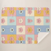 Mooie Pastel Patchwork Dekbed Sherpa Deken (Voorkant (horizontaal))