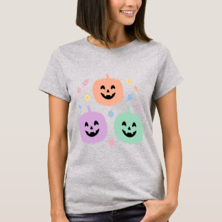 Mooie Pastel Pompoen Trio Halloween T-Shirt