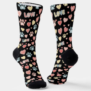Mooie Pastel Pootafdrukken en Hartjes Patroon "LIE Sokken
