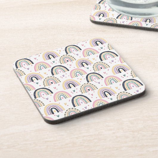 Mooie pastel regenbogen bier onderzetter (Linkerzijde)