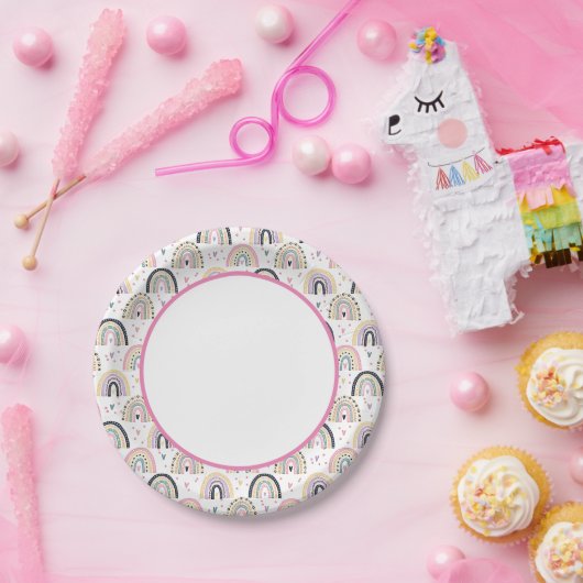 Mooie pastel regenbogen  papieren bordje (Feest)