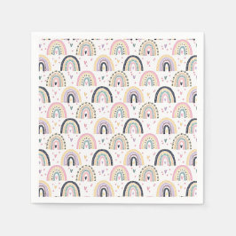 Mooie pastel regenboog baby shower servetten