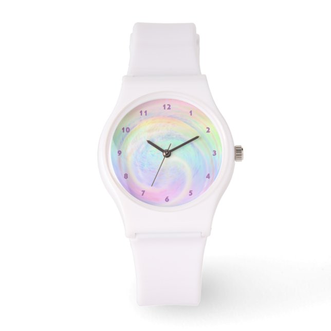 Mooie pastel regenboog esthetische Abstracte werve Horloge (Voorkant)