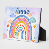Mooie pastel regenboog gepersonaliseerd fotoplaat (Zijkant)