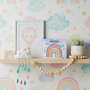Mooie pastel regenboog gepersonaliseerd fotoplaat