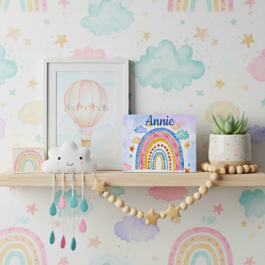 Mooie pastel regenboog gepersonaliseerd fotoplaat