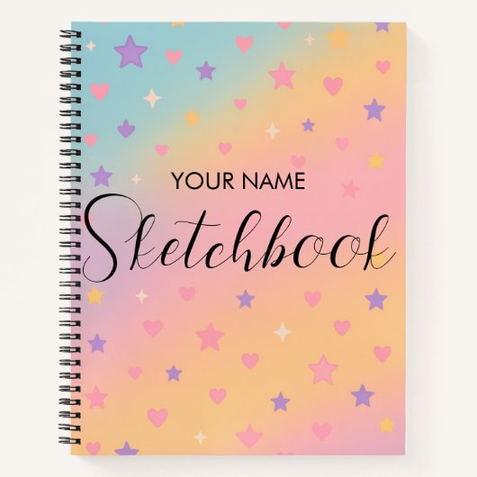 Mooie Pastel Regenboog Gradiënt Kinderen Schetsboe Notitieboek (Voorkant)