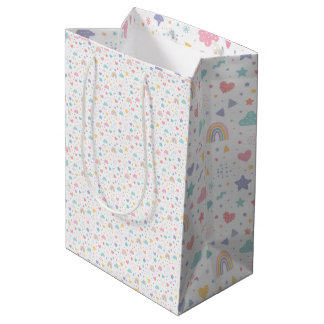 Mooie Pastel Regenboog Harten & Sterren Naadloos P Medium Cadeauzakje