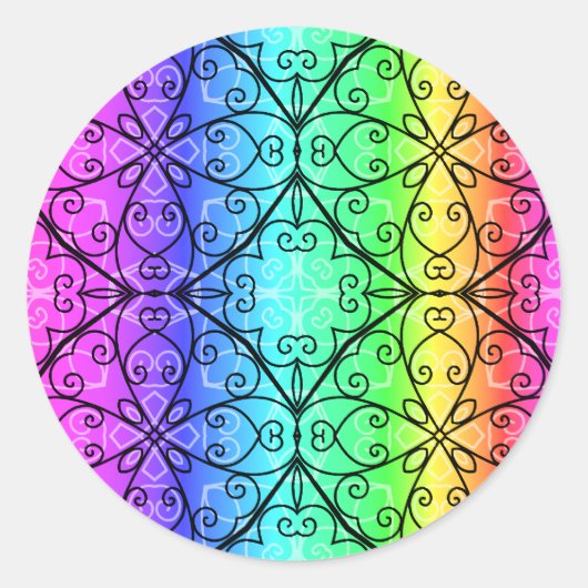 Mooie pastel regenboog ronde sticker (Voorkant)