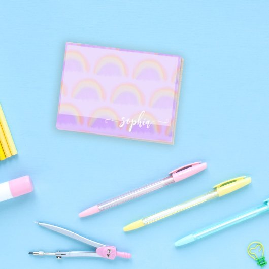 Mooie pastel regenboogpatroon naam gepersonaliseer post-it® notes