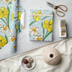 Mooie pastel retro waterverf bloempatroon modern cadeaupapier