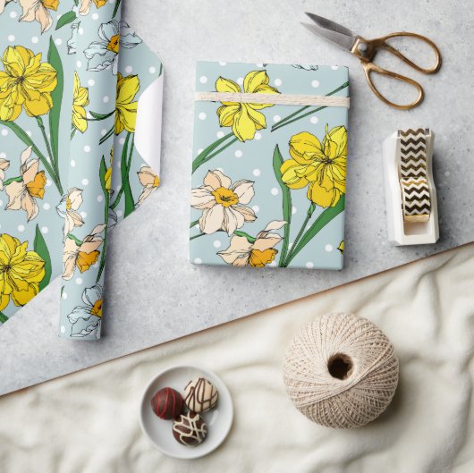 Mooie pastel retro waterverf bloempatroon modern cadeaupapier (Crafts)