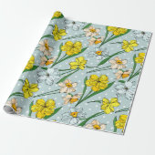 Mooie pastel retro waterverf bloempatroon modern cadeaupapier (Uitgerold)