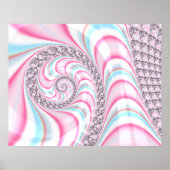 Mooie Pastel Roze Blauwe Spiraal Fractal Poster (Voorkant)