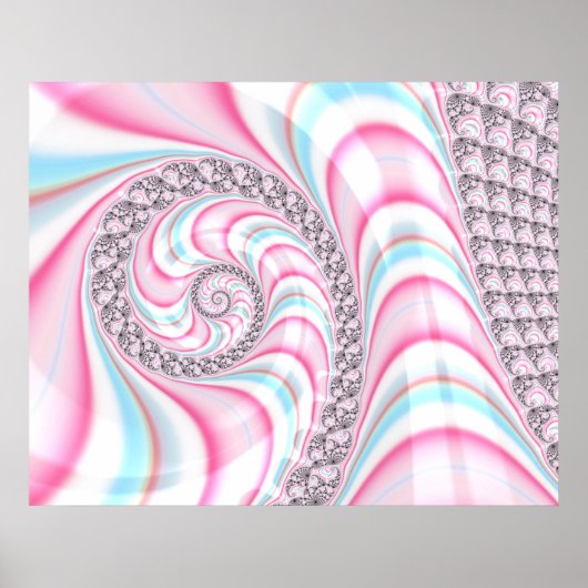 Mooie Pastel Roze Blauwe Spiraal Fractal Poster (Voorkant)