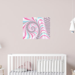 Mooie pastel roze blauwe spiraal fractal poster