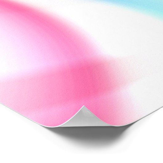 Mooie Pastel Roze Blauwe Spiraal Fractal Poster (Hoek)