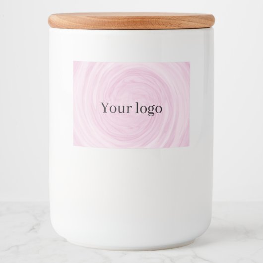 Mooie Pastel Roze Draaikolk Voedselcontainer Etiket (Voorkant)