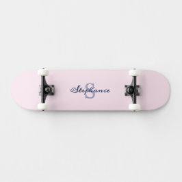 Mooie Pastel Roze Elegante Eenvoudige Mooie Monogr Persoonlijk Skateboard