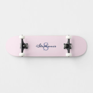 Mooie Pastel Roze Elegante Eenvoudige Mooie Monogr Persoonlijk Skateboard