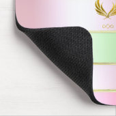 Mooie pastel roze en groene monogram muismat (Hoek)