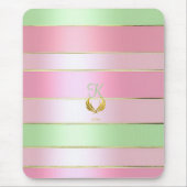 Mooie pastel roze en groene monogram muismat (Voorkant)