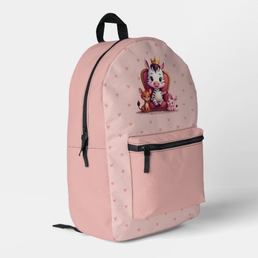 Mooie Pastel Roze Harten Bedrukte Rugzak (Achterkant Hoek Links)