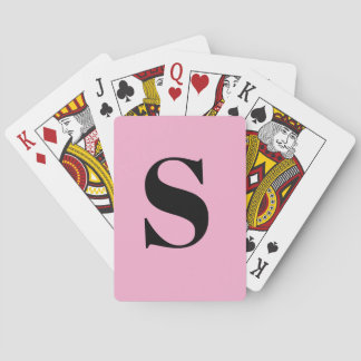 Mooie Pastel Roze Monogram Retro Lettertype Pokerkaarten