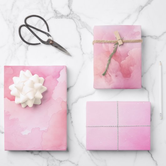 Mooie Pastel Roze Waterverf Inpakpapier Vel (Voorkant)