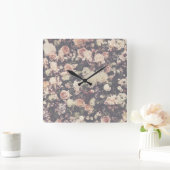 Mooie pastel rozen decor vierkante klok (Huis)